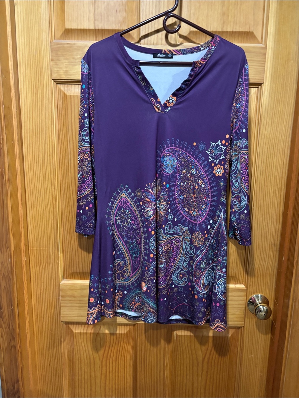 Purple Paisley V-Neck Women's Top